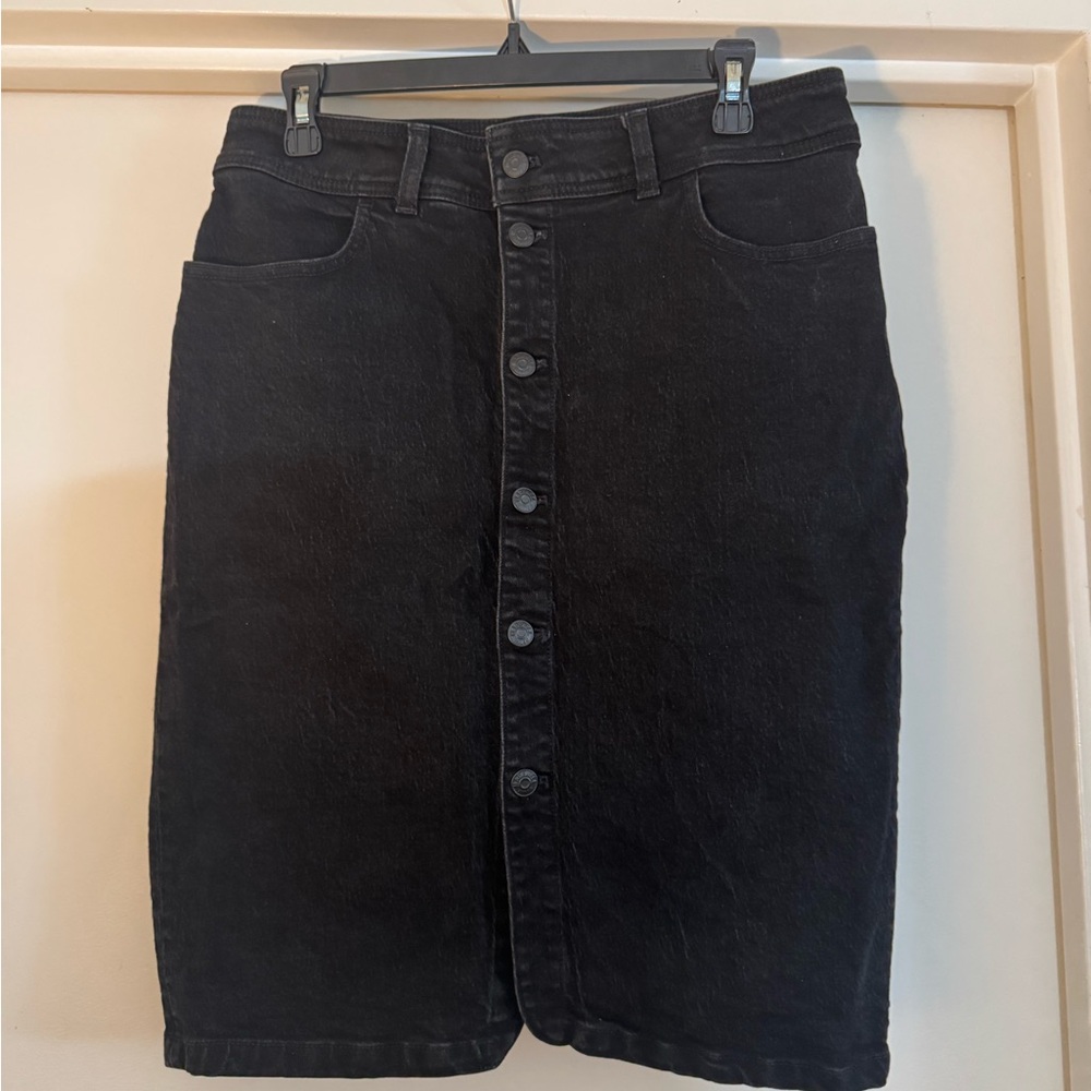 Madewell - Black Denim Button-Front Skirt